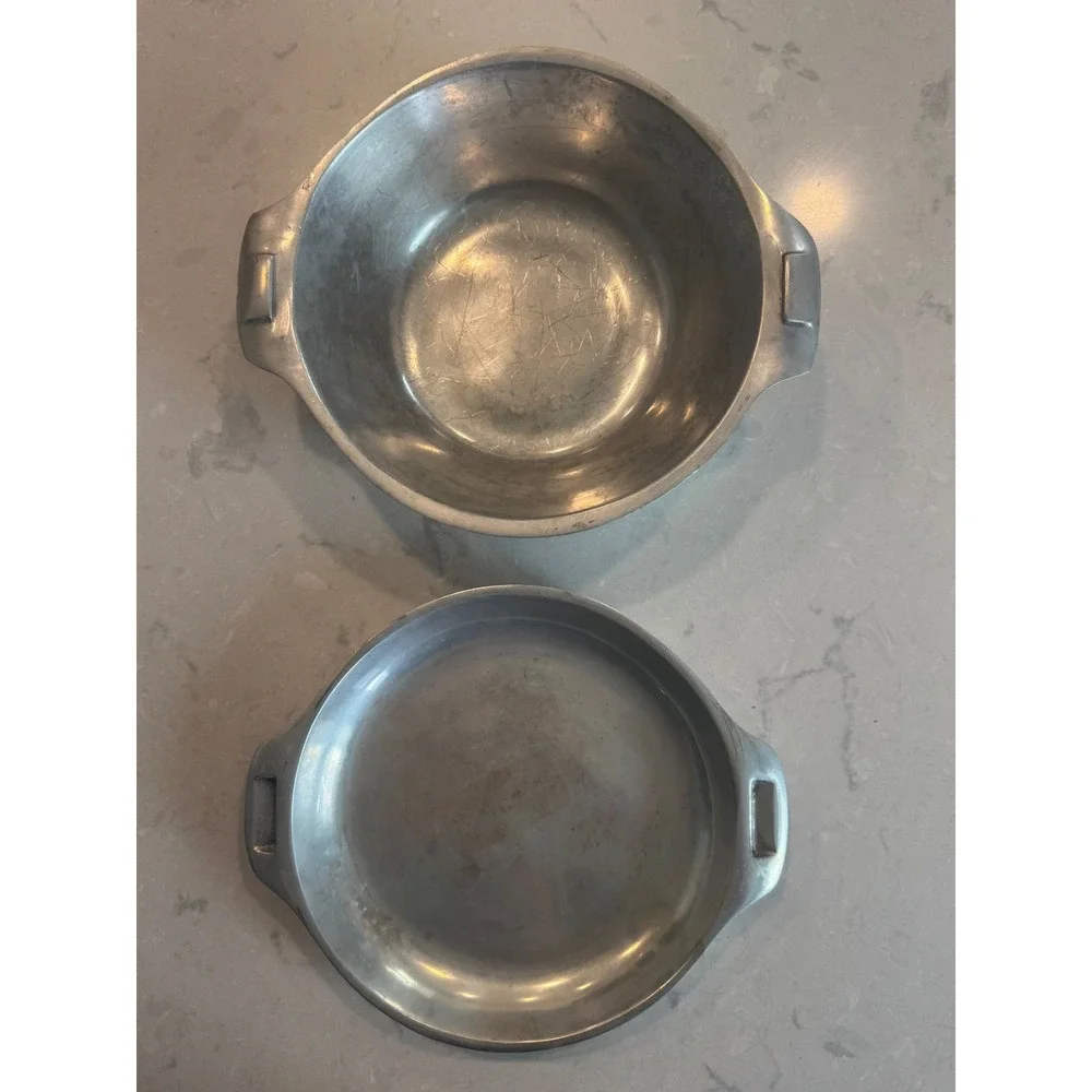 Vintage Nambe 20 X Metal Alloy Casserole Dish with Lid Mid Century Modern Silver
